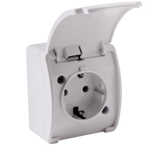 Gniazdo pojedyncze 2P+Z Schuko AQUATIC IP44 biały, 10 szt. OR-OE-7105(GS)/W/10 ORNO