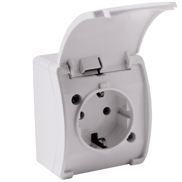 Gniazdo pojedyncze 2P+Z Schuko AQUATIC IP44 biały, 10 szt. OR-OE-7105(GS)/W/10 ORNO