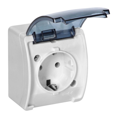 Gniazdo pojedyncze 2P+Z Schuko AQUATIC IP44 biały dymiony OR-OE-7105(GS)/WT ORNO