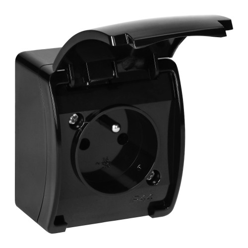 Gniazdo pojedyncze 2P+Z AQUATIC IP44 czarny OR-OE-7105/B ORNO