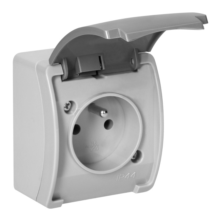 Gniazdo pojedyncze 2P+Z AQUATIC IP44 szary-grafit OR-OE-7105/GR ORNO