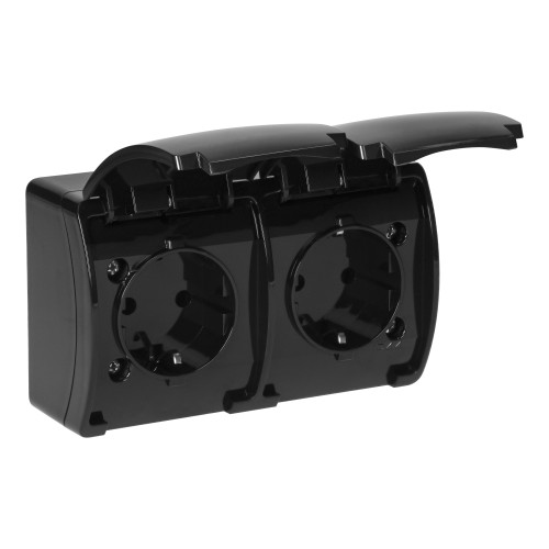 Gniazdo podwójne 2x2P+Z Schuko AQUATIC IP44 czarny OR-OE-7106(GS)/B ORNO