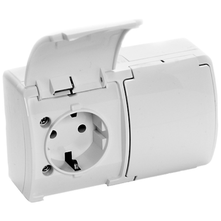 Gniazdo podwójne 2x2P+Z Schuko AQUATIC IP44 biały, 10 szt. OR-OE-7106(GS)/W/10 ORNO