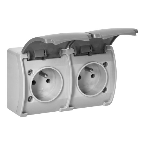 Gniazdo podwójne 2x2P+Z AQUATIC IP44 szary-grafit OR-OE-7106/GR ORNO