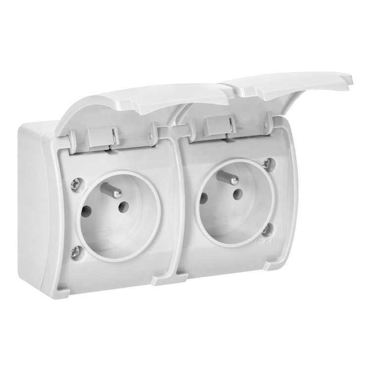 Gniazdo podwójne 2x2P+Z AQUATIC IP44 biały OR-OE-7106/W ORNO