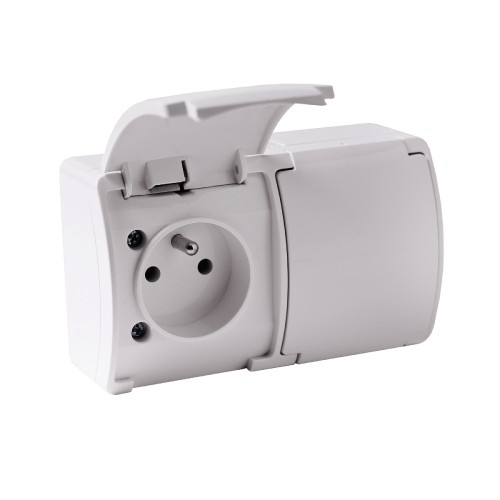 Gniazdo podwójne 2x2P+Z AQUATIC IP44 biały, 10 szt. OR-OE-7106/W/10 ORNO