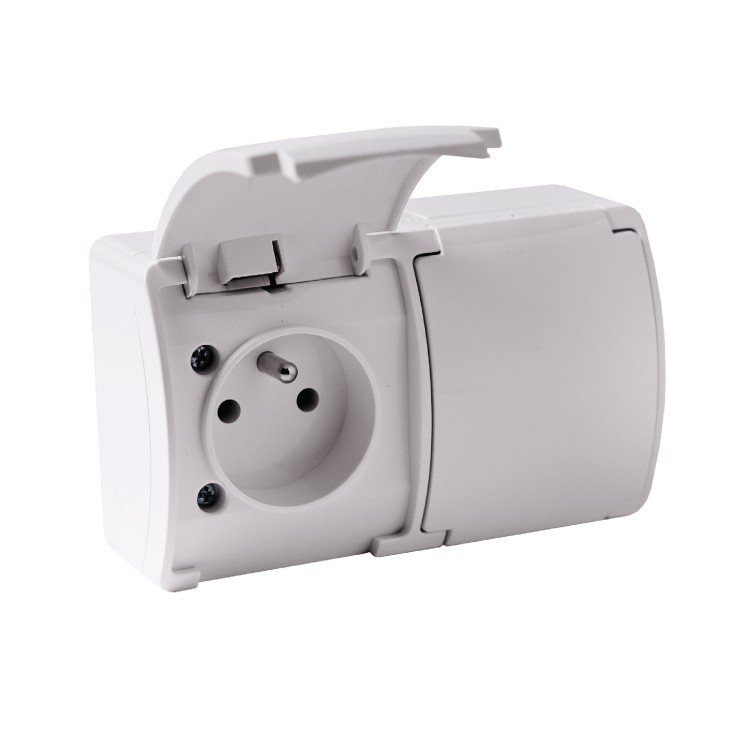 Gniazdo podwójne 2x2P+Z AQUATIC IP44 biały, 10 szt. OR-OE-7106/W/10 ORNO
