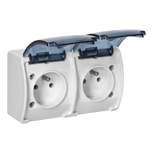 Gniazdo podwójne 2x2P+Z AQUATIC IP44 biały dymiony OR-OE-7106/WT ORNO