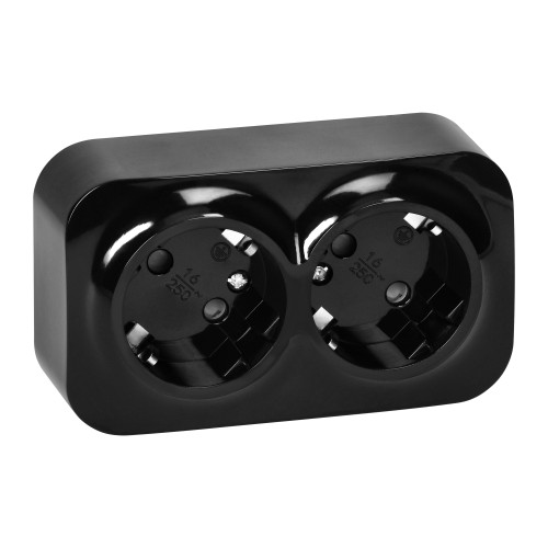 ToDo Gniazdo podwójne 2x2P+Z, 16A/230VAC, IP20,Schuko,Czarne OR-OE-7206(GS)/B ORNO