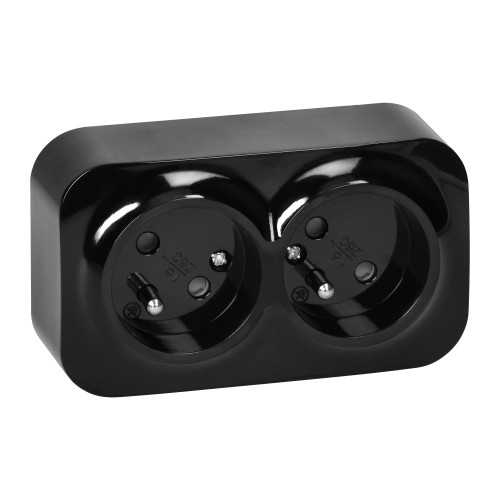 ToDo Gniazdo podwójne 2x2P+Z, 16A/230VAC, IP20, Czarne 10 sztuk OR-OE-7206/B/10 ORNO