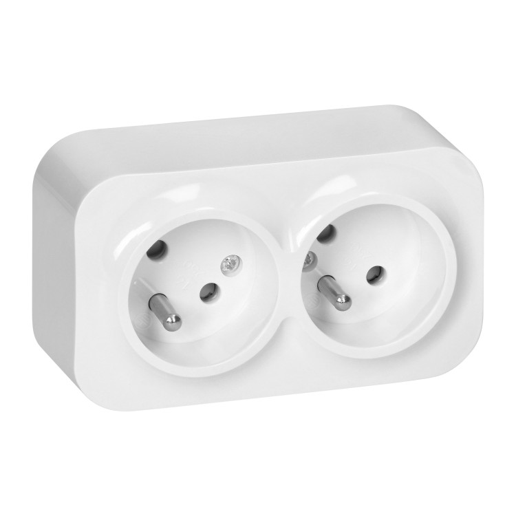 ToDo Gniazdo podwójne 2x2P+Z, 16A/230VAC, IP20, Białe 10 sztuk OR-OE-7206/W/10 ORNO