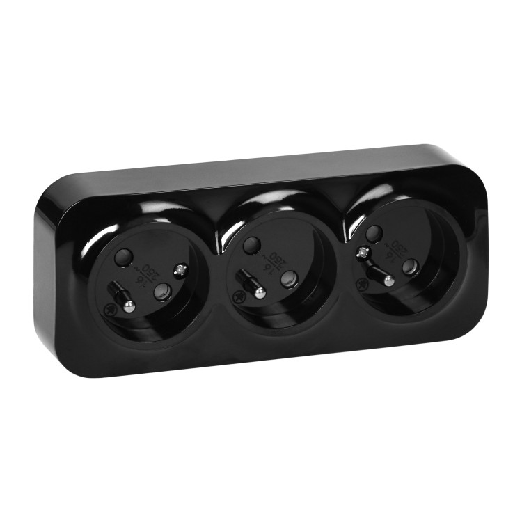 Gniazdo potrójne n/t ToDo 2P+Z IP20, 16A, 230V AC, 16A, 230V AC, czarny, 10 sztuk OR-OE-7209/B/10 ORNO
