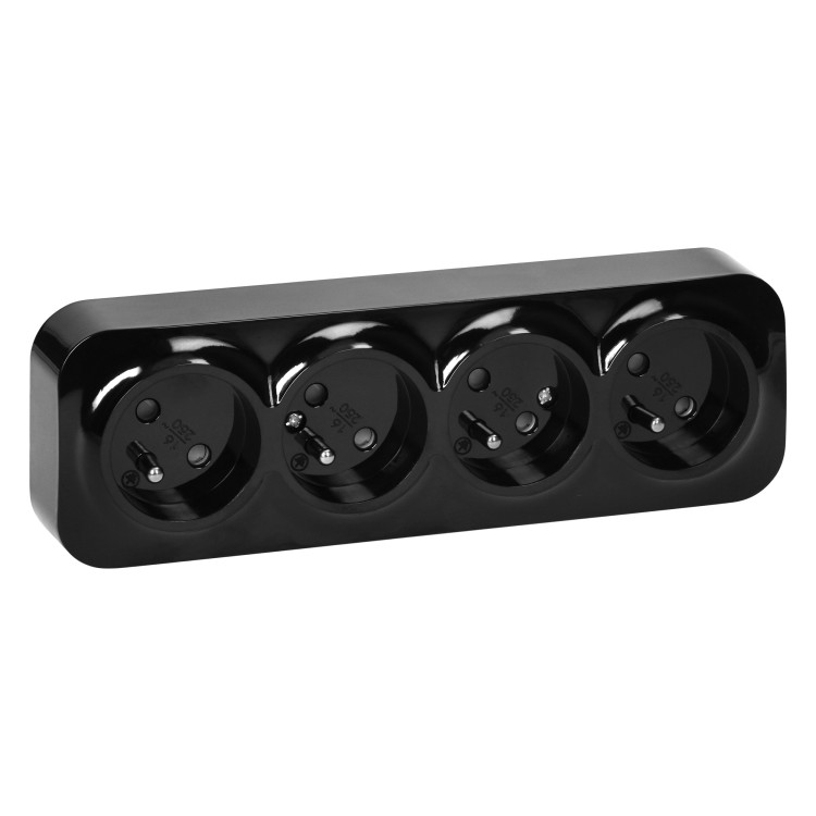 Gniazdo poczwórne n/t ToDo 2P+Z IP20, 16A, 230V AC, 16A, 230V AC, czarny, 8 sztuk OR-OE-7210/B/8 ORNO