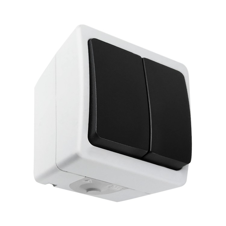 Łącznik świecznikowy AQUATIC MINI IP54, 10A, 230V AC, Biało-Czarny, 10 sztuk OR-OE-7301/WB/10 ORNO