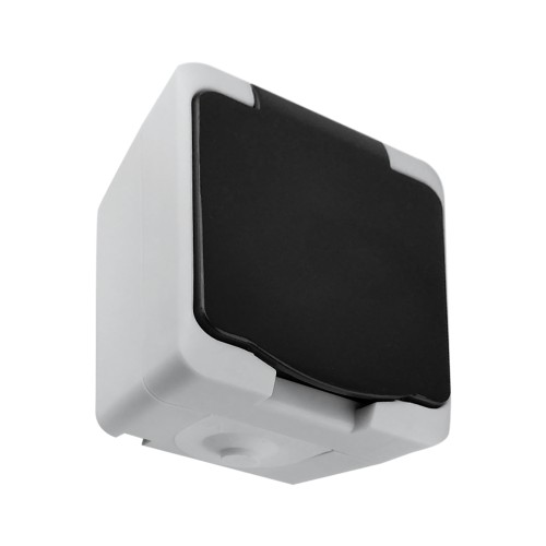 Gniazdo pojedyncze 2P+Z AQUATIC MINI IP54, 16A, 230V AC, Biało-Czarne, 10 sztuk OR-OE-7305/WB/10 ORNO