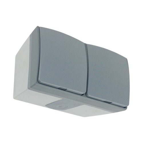 Gniazdo podwójne 2x2P+Z AQUATIC PRO IP55, 16A, 230V AC, Szaro-Grafitowy 5 sztuk OR-OE-7406/GR/5 ORNO