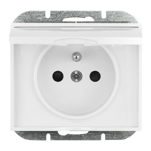 Gniazdo pojedyncze p/t 2P+Z bryzgoszczelne z klapką Onyx, 16A, 250V, PT-16OH, biały OR-OE-7505/WW ORNO