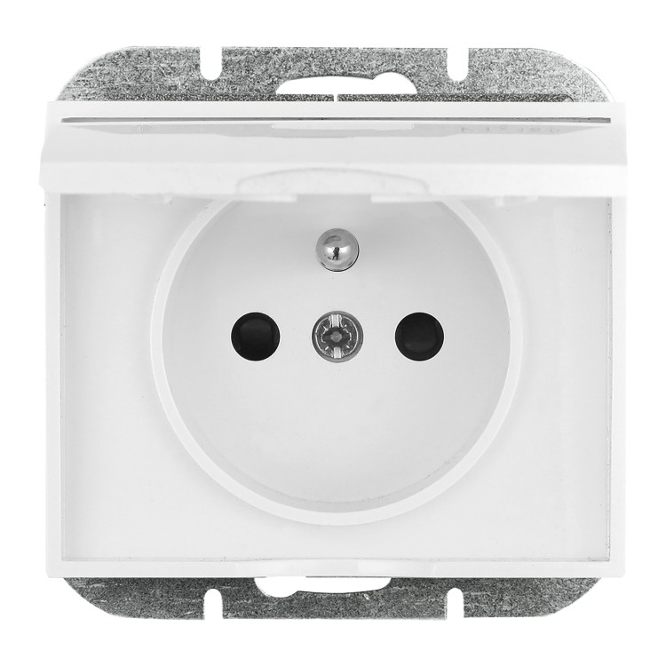 Gniazdo pojedyncze p/t 2P+Z bryzgoszczelne z klapką Onyx, 16A, 250V, PT-16OH, biały OR-OE-7505/WW ORNO
