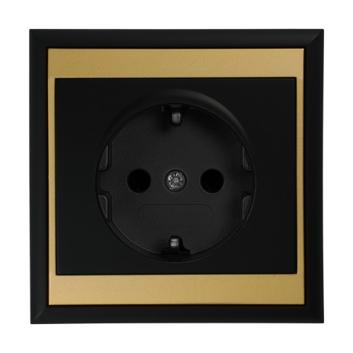 Gniazdo pojedyncze p/t 2P+Z, Schuko Luna, 16A, 250V, PT-17L, czarny/złoty OR-OE-7605(GS)/BC ORNO