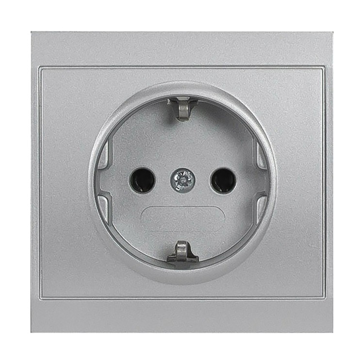 Gniazdo pojedyncze p/t 2P+Z, Schuko Luna, 16A, 250V, PT-17L, srebrny OR-OE-7605(GS)/G ORNO