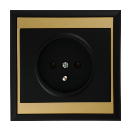 Gniazdo pojedyncze p/t 2P+Z Luna, 16A, 250V, PT-16L, czarny/złoty OR-OE-7605/BC ORNO
