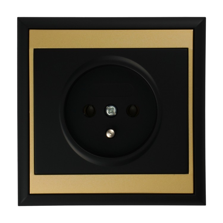 Gniazdo pojedyncze p/t 2P+Z Luna, 16A, 250V, PT-16L, czarny/złoty OR-OE-7605/BC ORNO