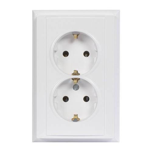 Gniazdo podwójne p/t 2x2P+Z, Schuko Luna, 16A, 250V, PT-7L, biały OR-OE-7606(GS)/W ORNO