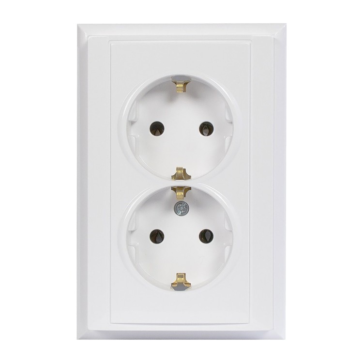 Gniazdo podwójne p/t 2x2P+Z, Schuko Luna, 16A, 250V, PT-7L, biały OR-OE-7606(GS)/W ORNO