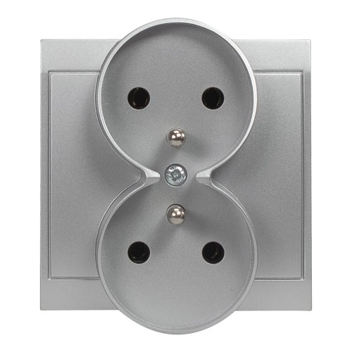 Gniazdo podwójne p/t 2x2P+Z Luna, 16A, 250V, PT-6LR, srebrny OR-OE-7606/G ORNO