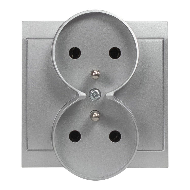Gniazdo podwójne p/t 2x2P+Z Luna, 16A, 250V, PT-6LR, srebrny OR-OE-7606/G ORNO