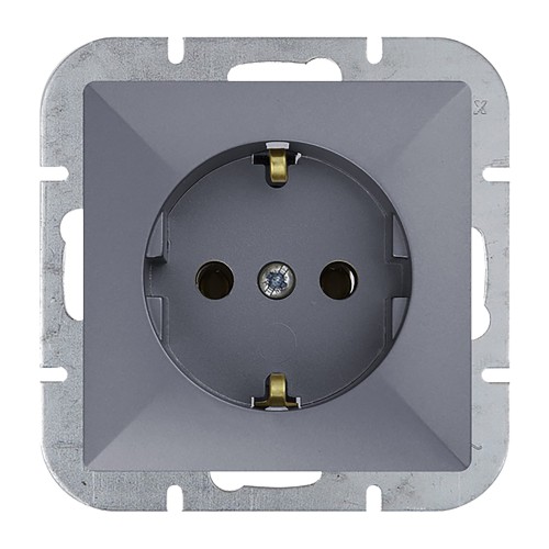 Gniazdo pojedyncze p/t 2P+Z Schuko Pearl, 16A, 250V, PT-17P, antracyt OR-OE-7705(GS)/A ORNO