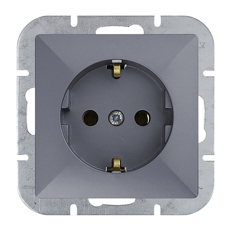 Gniazdo pojedyncze p/t 2P+Z Schuko Pearl, 16A, 250V, PT-17P, antracyt OR-OE-7705(GS)/A ORNO
