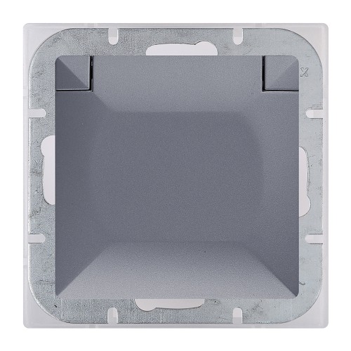 Gniazdo pojedyncze p/t 2P+Z Schuko bryzgoszczelne z klapką Pearl, 16A, 250V, PT-17PH, antracyt OR-OE-7705(GS)/AA ORNO