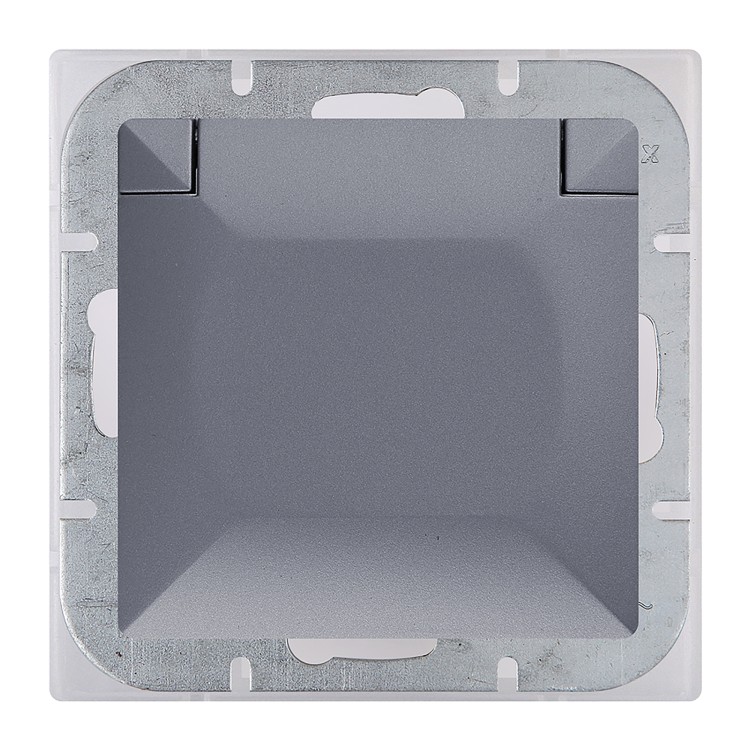 Gniazdo pojedyncze p/t 2P+Z Schuko bryzgoszczelne z klapką Pearl, 16A, 250V, PT-17PH, antracyt OR-OE-7705(GS)/AA ORNO