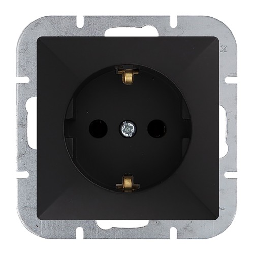 Gniazdo pojedyncze p/t 2P+Z Schuko Pearl, 16A, 250V, PT-17P, czarny OR-OE-7705(GS)/B ORNO