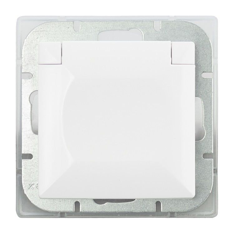 Gniazdo pojedyncze p/t 2P+Z Schuko bryzgoszczelne z klapką Pearl, 16A, 250V, PT-17PH, biały OR-OE-7705(GS)/WW ORNO