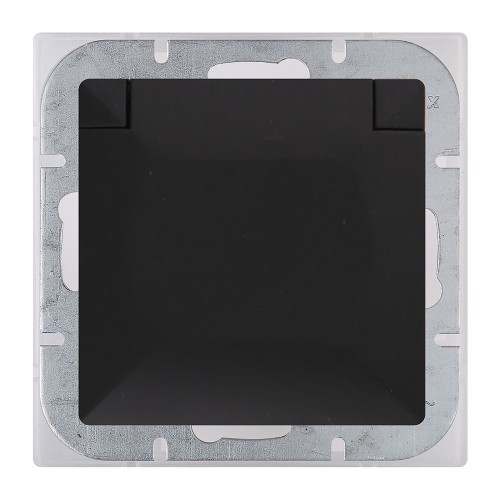 Gniazdo pojedyncze p/t 2P+Z bryzgoszczelne z klapką Pearl, 16A, 250V, PT-16PH, czarny OR-OE-7705/BB ORNO