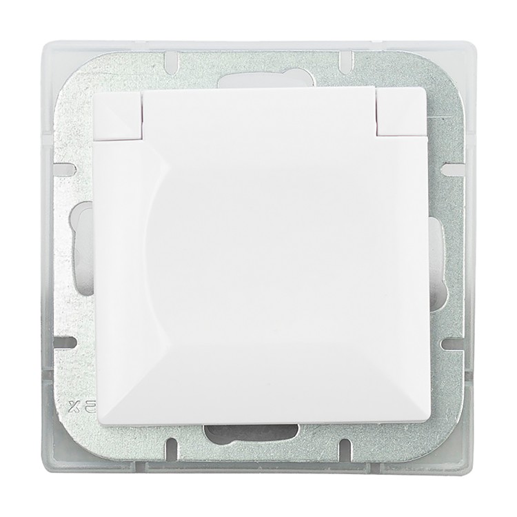 Gniazdo pojedyncze p/t 2P+Z bryzgoszczelne z klapką Pearl, 16A, 250V, PT-16PH, biały OR-OE-7705/WW ORNO