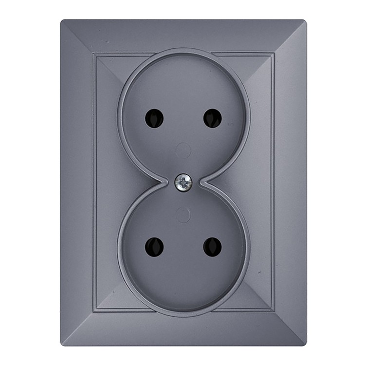 Gniazdo podwójne p/t 2x2P Pearl, 16A, 250V, PT-5 P, antracyt OR-OE-7706/2P/A ORNO