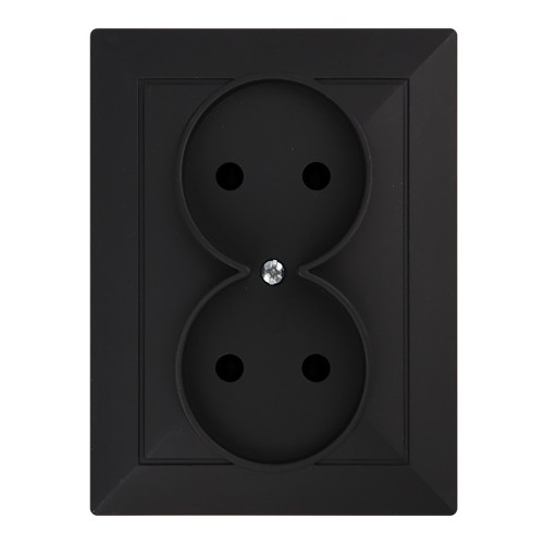 Gniazdo podwójne p/t 2x2P Pearl, 16A, 250V, PT-5 P, czarny OR-OE-7706/2P/B ORNO