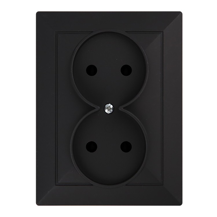 Gniazdo podwójne p/t 2x2P Pearl, 16A, 250V, PT-5 P, czarny OR-OE-7706/2P/B ORNO