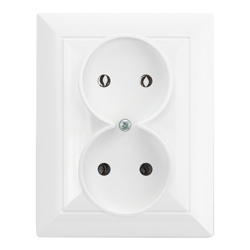 Gniazdo podwójne p/t 2x2P Pearl, 16A, 250V, PT-5 P, biały OR-OE-7706/2P/W ORNO