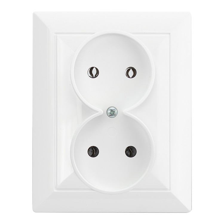 Gniazdo podwójne p/t 2x2P Pearl, 16A, 250V, PT-5 P, biały OR-OE-7706/2P/W ORNO