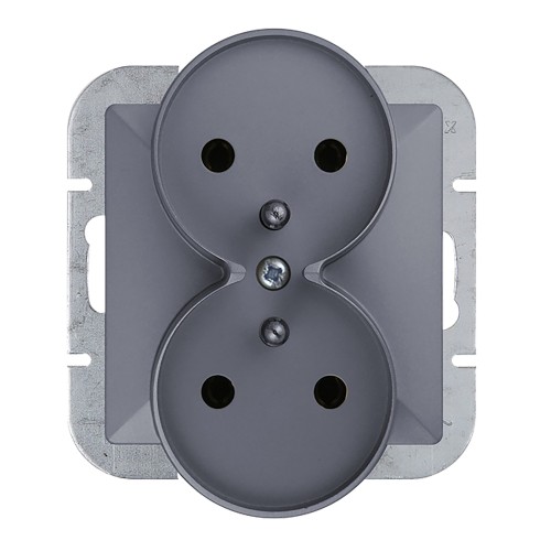 Gniazdo podwójne p/t 2x2P+Z Pearl, 16A, 250V, PT-6 PR, antracyt OR-OE-7706/A ORNO