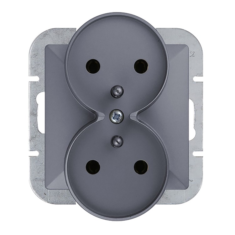 Gniazdo podwójne p/t 2x2P+Z Pearl, 16A, 250V, PT-6 PR, antracyt OR-OE-7706/A ORNO