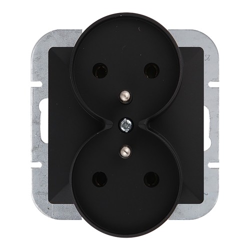 Gniazdo podwójne p/t 2x2P+Z Pearl, 16A, 250V, PT-6 PR, czarny OR-OE-7706/B ORNO