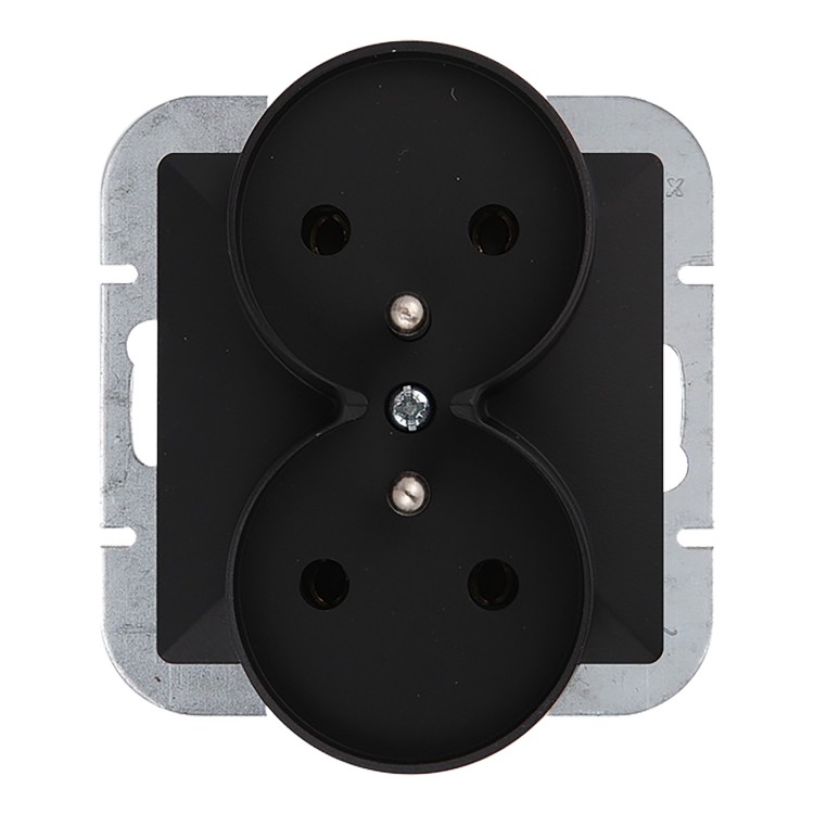 Gniazdo podwójne p/t 2x2P+Z Pearl, 16A, 250V, PT-6 PR, czarny OR-OE-7706/B ORNO