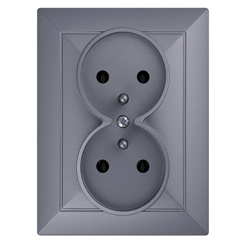 Gniazdo podwójne p/t 2x2P+Z Pearl, 16A, 250V, PT-6 P, antracyt OR-OE-7706/K/A ORNO