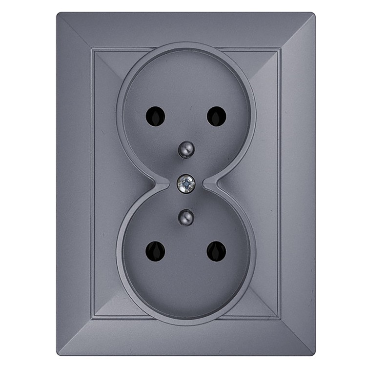 Gniazdo podwójne p/t 2x2P+Z Pearl, 16A, 250V, PT-6 P, antracyt OR-OE-7706/K/A ORNO