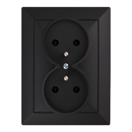 Gniazdo podwójne p/t 2x2P+Z Pearl, 16A, 250V, PT-6 P, czarny OR-OE-7706/K/B ORNO